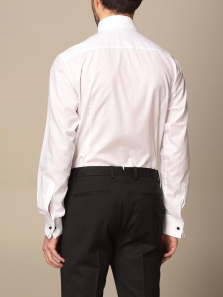 GIORGIO ARMANI: shirt in cotton with diplomatic collar - White ...