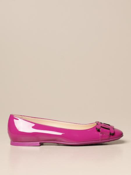 Tod's women: Tod's flat ballerina in shiny leather with chain