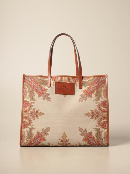 TOTE BAG Beige monogrammed tote bag with jacquard weave