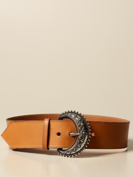 Etro leather belt with half moon buckle