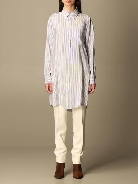 ETRO: Long shirt in striped cotton - Sky Blue | Etro shirt 14307 1523 ...