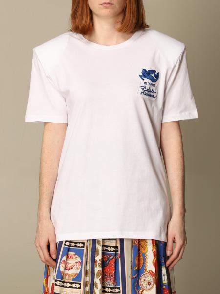 ETRO: basic cotton T-shirt with Pegaso logo - White | Etro t-shirt ...