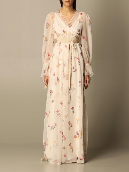Max Mara dress in floral silk georgette with belt