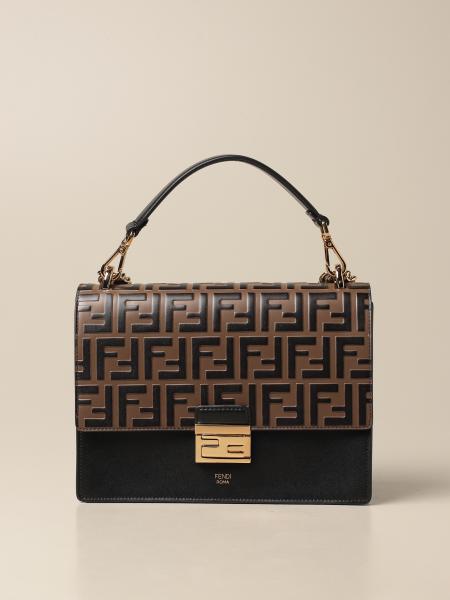 Fendi: Kan I Leather Bag With Embossed Ff Flap - Black | Fendi Shoulder Bag  8Bt315 A5Tz Online On Giglio.Com
