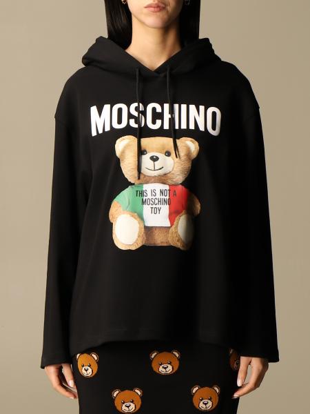 MOSCHINO COUTURE: over hoodie with teddy - Black | Moschino Couture ...