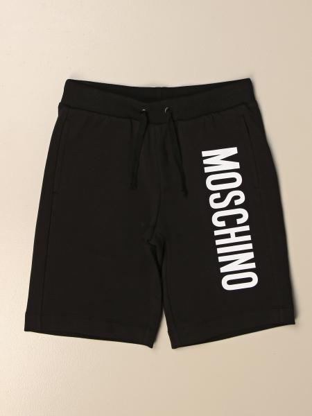 MOSCHINO KID: jogging bermuda shorts with logo - Black | Moschino Kid ...