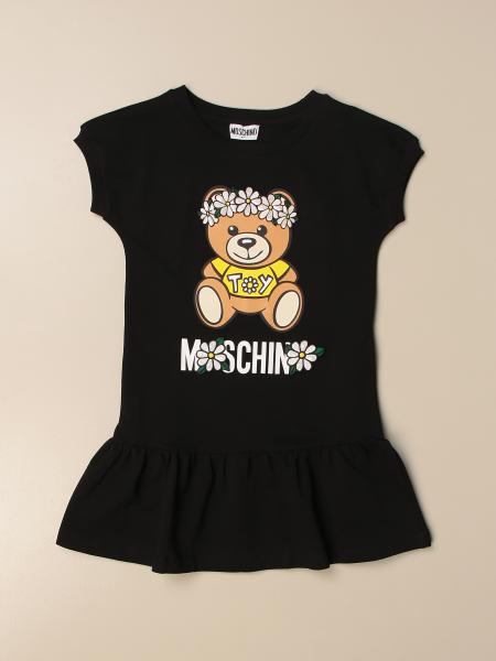 MOSCHINO KID: short dress with big flower Teddy - Black | Moschino Kid ...