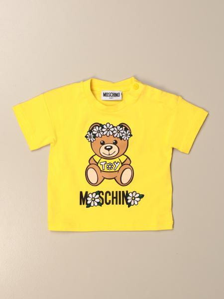 T-shirt Moschino Baby in cotone con big teddy fiori