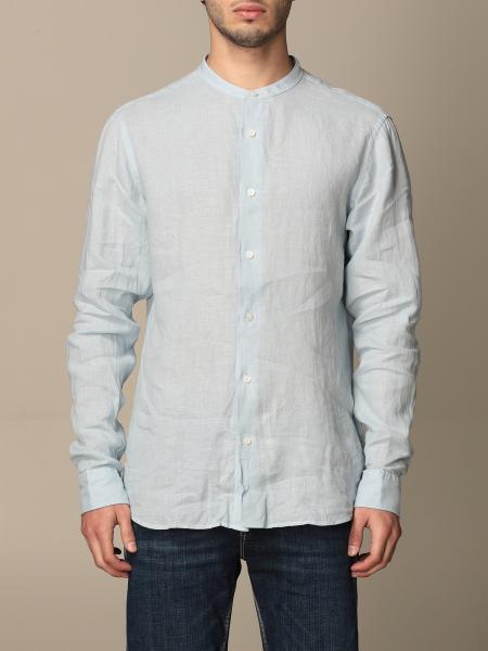 Z Zegna shirt in washed linen with mandarin collar