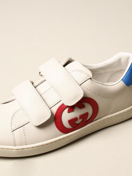 GUCCI: Ace sneakers in leather with colored heel | Shoes Gucci Kids ...