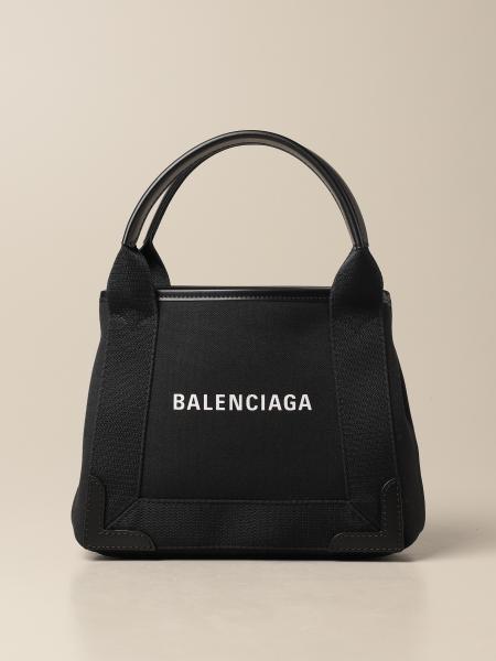 BALENCIAGA: Cabas xs shopping bag in canvas with - Black | handbag 390346 2HH3N GIGLIO.COM