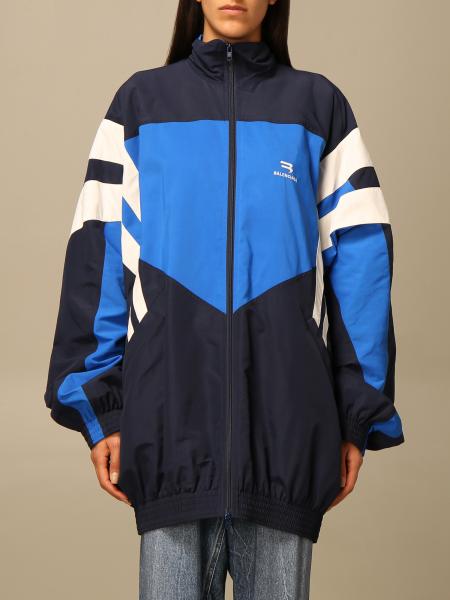 BALENCIAGA: Over jacket in technical fabric with logo - Gnawed Blue | Balenciaga jacket 659031 on GIGLIO.COM