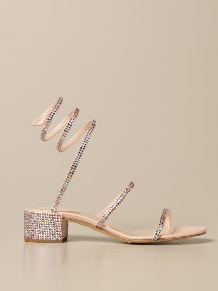 Snake René Caovilla sandal in satin with multicolor crystals
