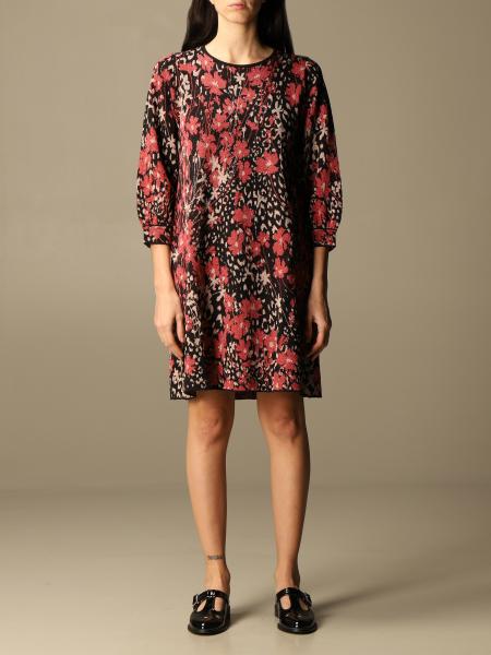 Twin-set short dress with floral pattern