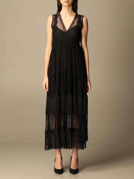 TWINSET: Twin-set long lace dress - Black | Twinset dress 202TP2372