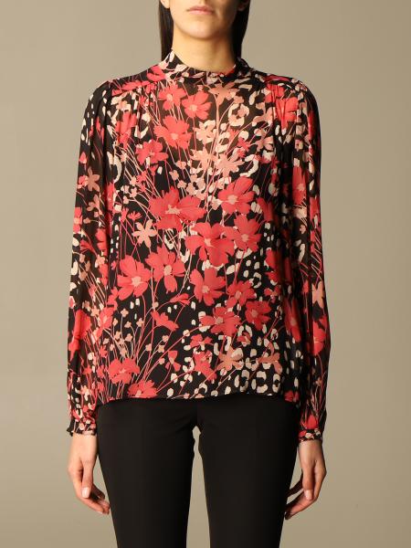 Twin-set blouse in patterned chiffon