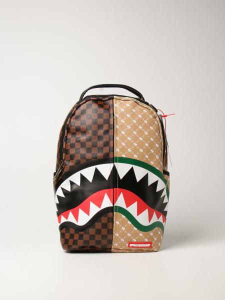 SPRAYGROUND: duffle bag in vegan leather with shark print - Beige