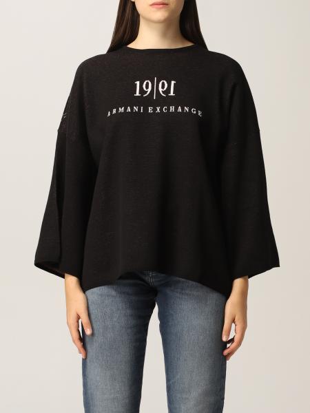 Armani Exchange women: Armani Exchange cotton sweater with inlaid logo