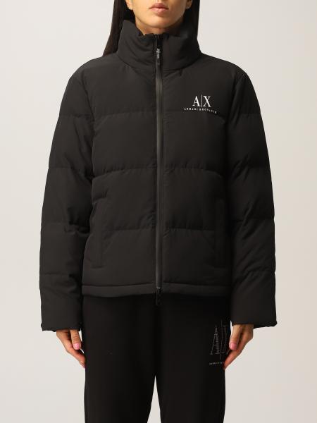 Armani Exchange women: Armani Exchange quilted and padded nylon down jacket with logo