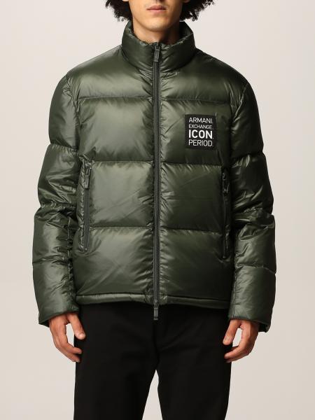 Armani Exchange men: Armani Exchange quilted and padded nylon down jacket with logo