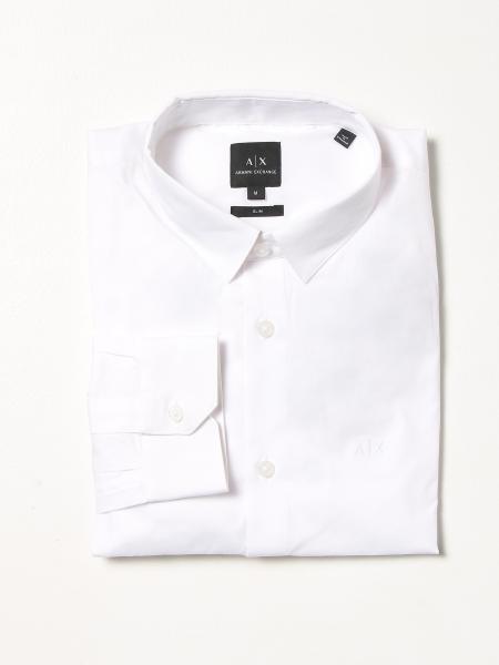 Armani Exchange men: Armani exchange cotton poplin shirt with embroidered logo