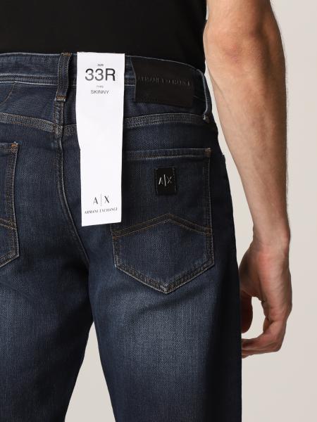 ARMANI EXCHANGE: jeans in washed denim with logo - Blue | Jeans Armani