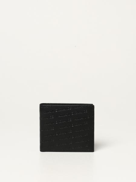 ARMANI EXCHANGE: leather wallet with all over logo - Black | Armani ...