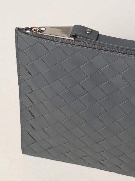 BOTTEGA VENETA: clutch bag in woven leather - Grey | Briefcase ...
