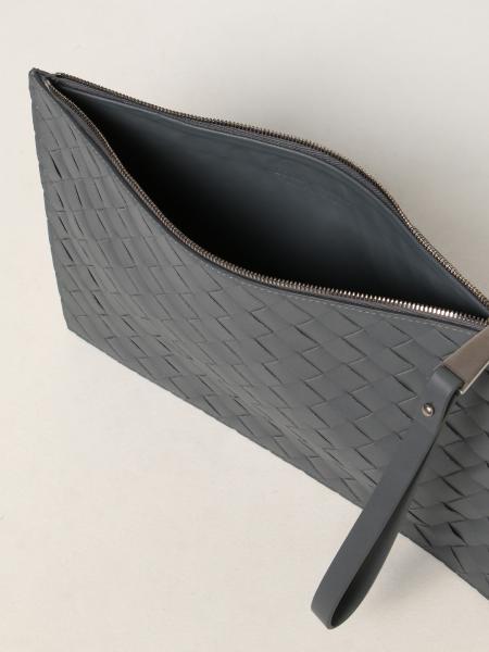 BOTTEGA VENETA: clutch bag in woven leather - Grey | Briefcase ...