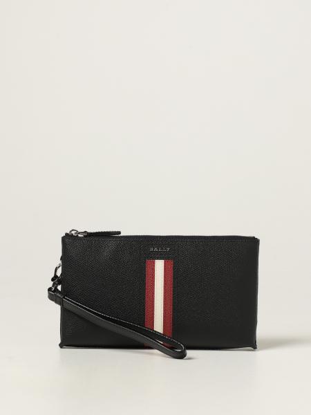 Tenery.Lt Bally leather pochette with striped band