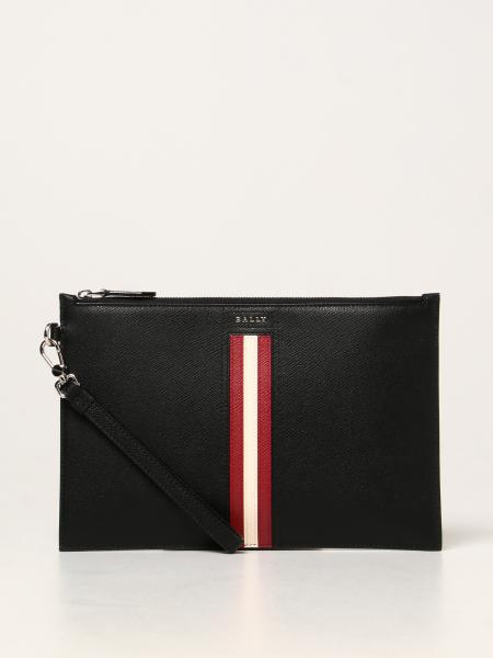 Tenery.Lt Bally leather pochette with striped band