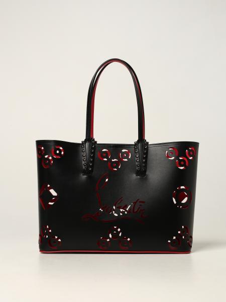 CHRISTIAN LOUBOUTIN: Cabata bag in calfskin with spikes - Black ...