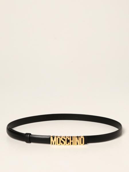 Moschino Couture 金属色Logo皮革腰带