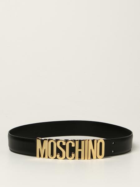 Moschino mujer: Cinturón de cuero Moschino Couture con logo metálico