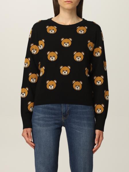 Moschino women: Moschino Couture sweater in virgin wool with all-over teddy