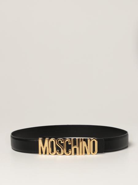 Moschino Couture 金属色Logo皮革腰带