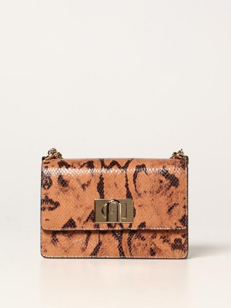 1927 Furla Bandolier bag in leather with python print