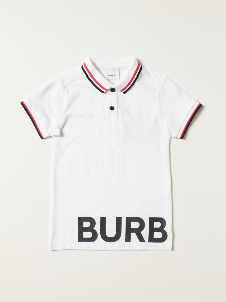 Burberry: Burberry polo shirt in piqué cotton with printed logo