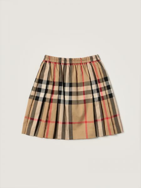 Burberry kids: Burberry pleated skirt in tartan stretch cotton