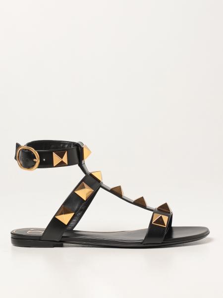 Valentino Garavani Roman Stud flat sandals in leather with studs