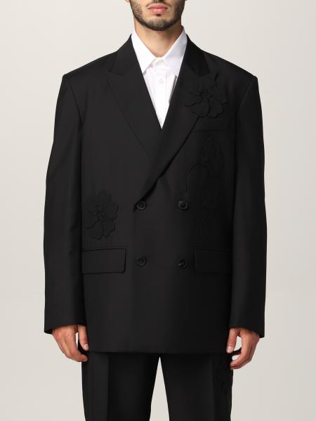 Double-breasted jacket Men's Garden Valentino in mohair wool with flowers