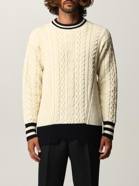 GOLDEN GOOSE: sweater in cable-knit virgin wool - Yellow Cream | Golden ...