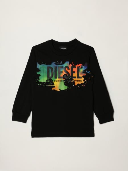 Diesel男童装: Diesel Logo和飞溅颜色棉质毛衣