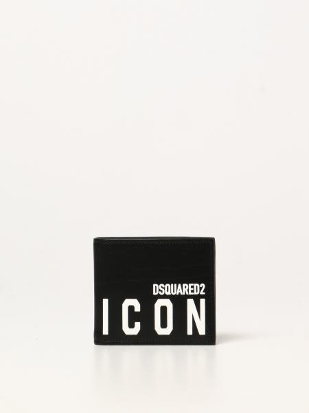 Dsquared2 皮革钱包，带有 Icon Logo