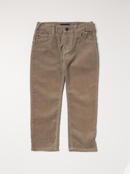 Pantalone Emporio Armani in cotone a costine con logo metallico