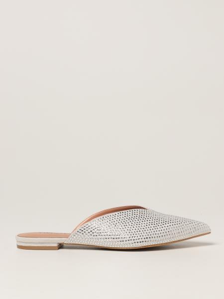 flat mules with rhinestones