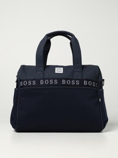 HUGO BOSS: diaper bag in nylon - Blue | Hugo Boss bag J90208 online at ...