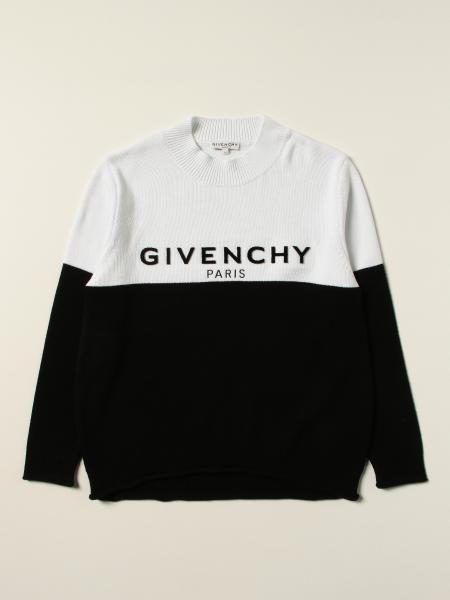 GIVENCHY: sweater in wool and cashmere with logo - Black | Givenchy ...