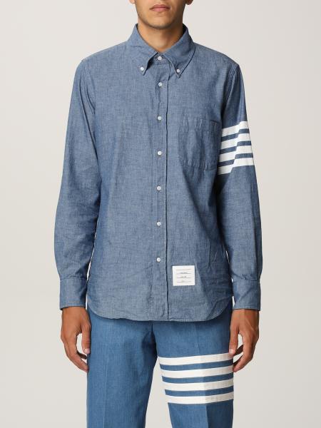 THOM BROWNE: shirt for man - Denim | Thom Browne shirt MWL272E00111 ...