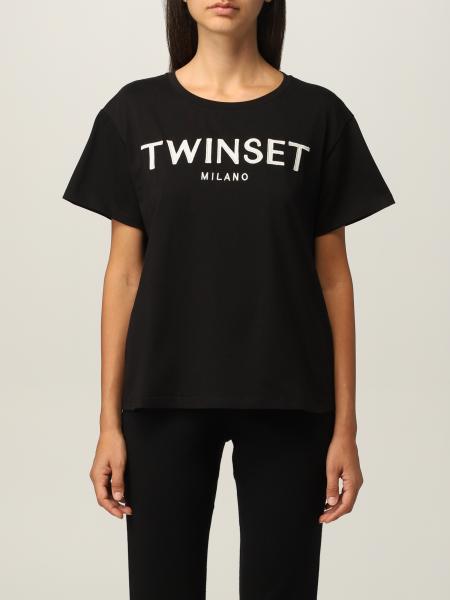 Twin-Set: T-shirt Twin-set in jersey di cotone con logo